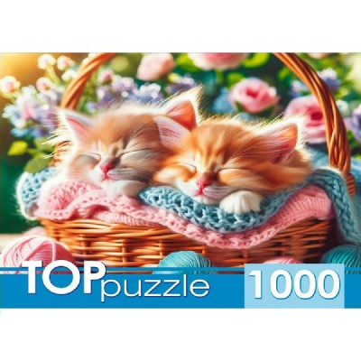 Рыжий кот Пазл 1000 TopPuzzle Два котенка в корзине ХТП1000-8739 Россия
