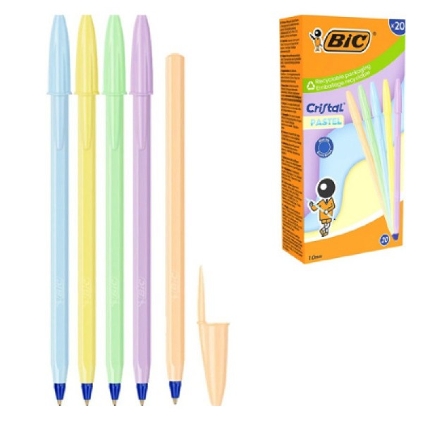 Ручка шариковая Кристал синяя, пастель 302550 Bic