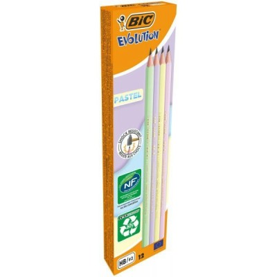Карандаш чернографитный HB Evolution заточенный, пластиковый, пастель 518307 Bic