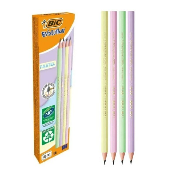 Карандаш чернографитный HB Evolution заточенный, пластиковый, пастель 518307 Bic