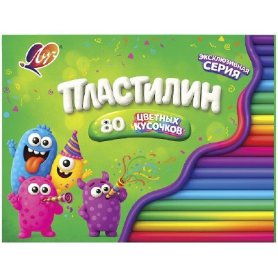 Пластилин 80 цветов 690гр со стеком 36С2382-08 Луч