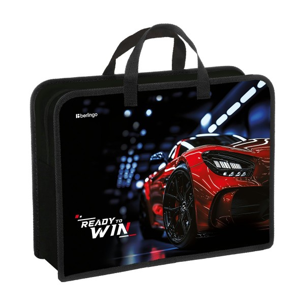 Папка на молнии А4 340х245х100мм Ready to win 1 отделение, пластик, на молнии, с ручками PP-EX-1226 Berlingo  390092