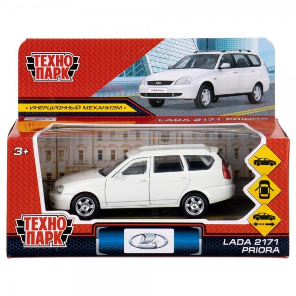 Технопарк Игрушка   Машина Lada - 2171 Priora 12 см, металл, инерционная, белый PRIORAWAG-12-WH Китай