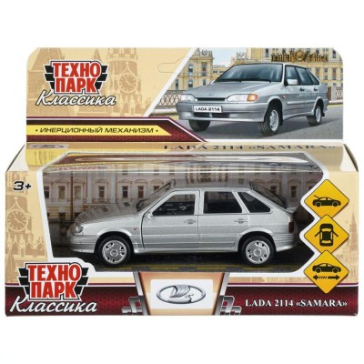 Технопарк Игрушка   Машина Lada - 2114 Samara 12 см, металл, инерционная, серебристый 2114-12-SR Китай