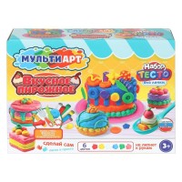 Тесто для лепки Набор 6 цветов + формочки и инструменты Вкусное пироженое PDSET-MA120037-WOT МультиАрт