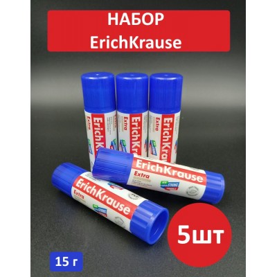 Клей карандаш 15гр Extra 5 штук 4443 ErichKrause