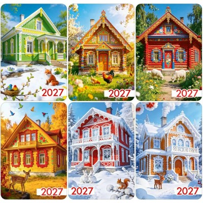 Праздник/Календарь карманный 2027. Теремочки микс/50002854/ассортимент Праздник/Календарь карманный 2027. Теремочки микс/50002854/ассортимент