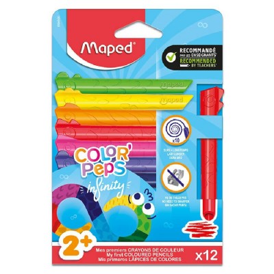 Карандаши цветные 12шт Colorpeps lnfinity Kidy 3-гранные, ударопрочный грифель 864600 Maped 12/144