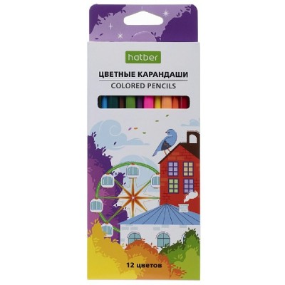 Карандаши цветные 12шт Цветогорск 3-гранные, заточенные CS_095327 Хатбер  095327