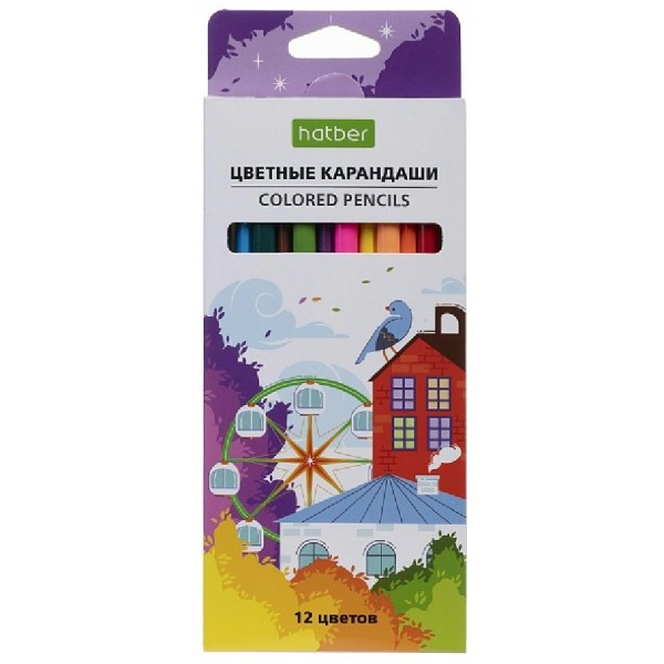 Карандаши цветные 12шт Цветогорск 3-гранные, заточенные CS_095327 Хатбер  095327