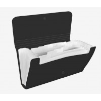 Папка на кнопке 26х13х2см 600мкм Black 13 отделений 3078408 deVente