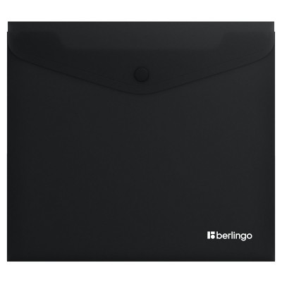 Папка конверт на кнопке А5+ 200мкм Soft Touch черный, софт-тач EFb_A5980 Berlingo  369434