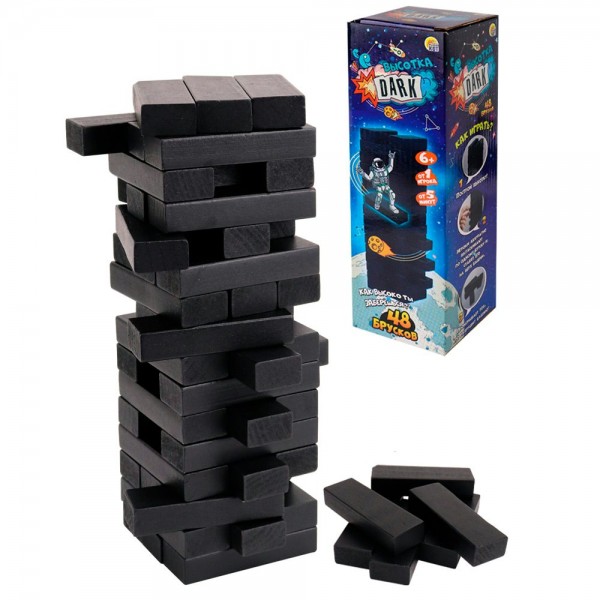 Рыжий кот Игра 48  Башня. Высотка DARK деревянная 48 брусков ИН-9653 Китай
