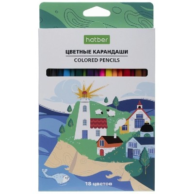 Карандаши цветные 18шт Цветогорск 3-гранные, заточенные CS_095329 Хатбер  095329