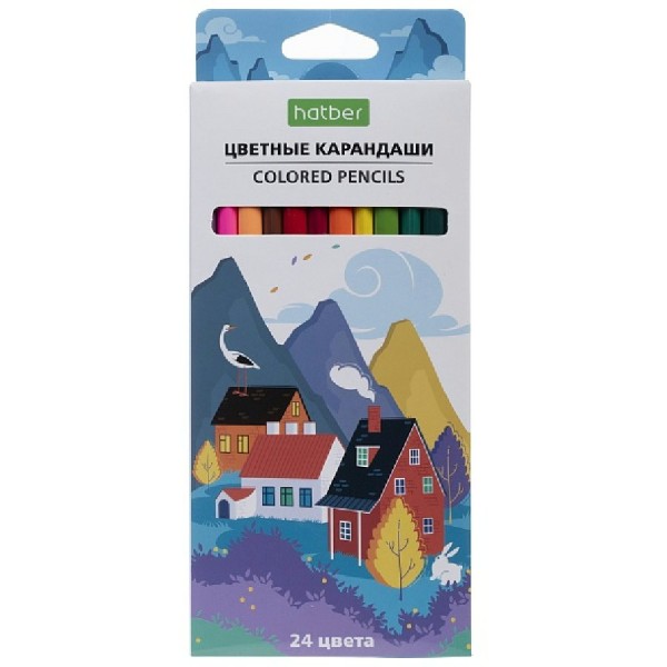 Карандаши цветные 24шт Цветогорск 3-гранные, заточенные CS_095330 Хатбер  095330