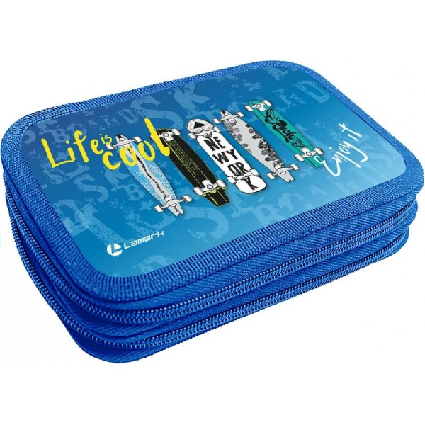 Пенал 2 отделения 125х205х40мм Скейтборд PB0062-07 Lamark  128/716406