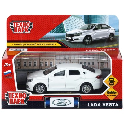Технопарк Игрушка   Машина LADA vesta 11,5 см, металл, открываются двери, белый VESTA-12-WH-NW Китай