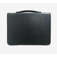 Папка деловая 270x350 Manchester черная, кожзам, на молнии 1040203 deVente