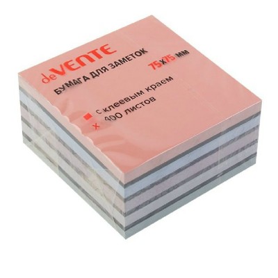 Блок клей 75x75 400 листов sigNATURE 5 пастельных цветов и черный 2010511 deVente