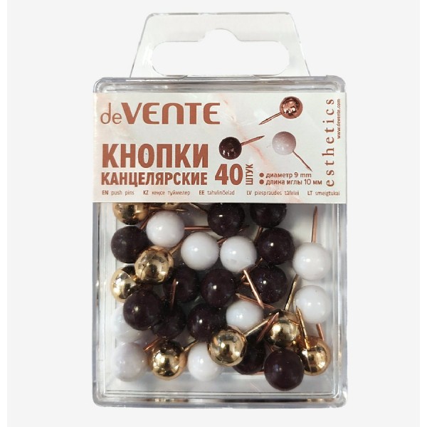Кнопки силовые 40шт 9мм Esthetics в форме шара, пластиковая коробка 4132514 deVente 10/180