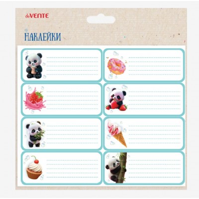 deVente/Наклейки для тетрадей Набор 8шт 4х9,6см Yummy Panda/8066521/24/144/576 deVente/Наклейки для тетрадей Набор 8шт 4х9,6см Yummy Panda/8066521/24/144/576