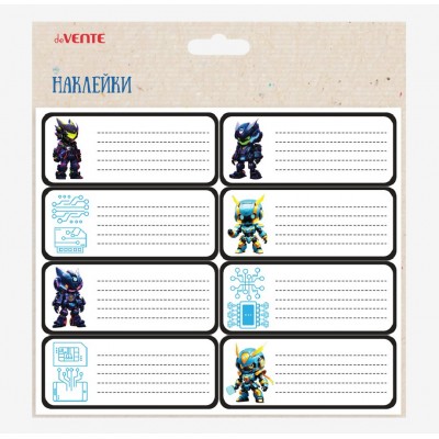 deVente/Наклейки для тетрадей Набор 8шт 4х9,6см Robotic/8066524/24/144/576 deVente/Наклейки для тетрадей Набор 8шт 4х9,6см Robotic/8066524/24/144/576