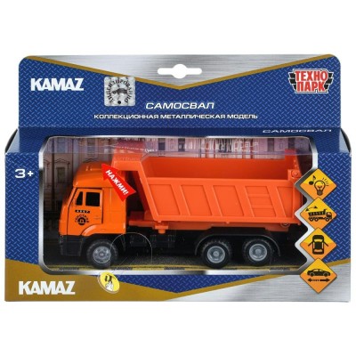 Технопарк Игрушка   Машина KAMAZ -65115 Самосвал 17 см, металл, свет, звук, открываются двери, багажник, инерционная SB-13-17 (48) Китай