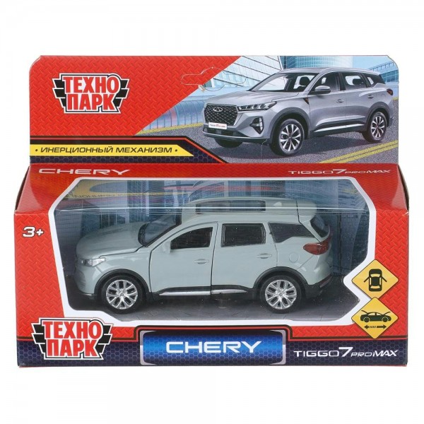 Технопарк Игрушка   Машина Chery Tiggo 7 Pro Max 12 см, металл, открываются двери, капот, багажник, инерционная, серебро 7PROMAX-12-SR Китай