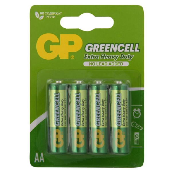 Элемент питания  GP Greencell AA (R6) 15S солевая, BL4 GP 15G-2CR4 ЦЕНА ЗА 1 ШТУКУ GP 15G-2CR4 GP  267815