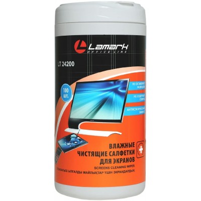 Салфетки влажные чистящие для экранов 100шт в тубе LT 24200 Lamark 128/750010 Салфетки влажные чистящие для экранов 100шт в тубе LT 24200 Lamark 128/750010