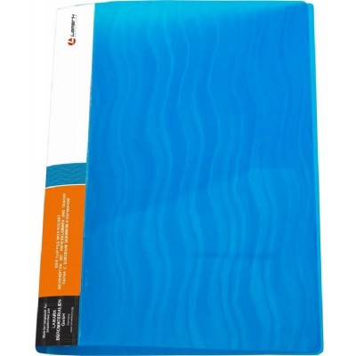 Папка с боковым зажимом А4 18мм 600мкм Волна карман, синяя CF0044-WBL Lamark 12/72 128/59251