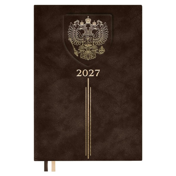 Ежедневник датированный 2027 А5 176 листов твердая обложка, кожзам Escalada Тиволи коричневый 73503 Феникс 10/20