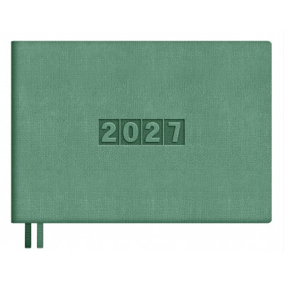 Еженедельник датированный 2027 А6+ 181х127 64 листа интегральная обложка, кожзам Escalada Лен зеленый 73606 Феникс 20/40