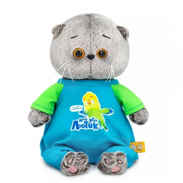 Budi Basa Игрушка   Кот Басик. Baby в комбинезоне с принтом попугай Лютик, мягкая, 20 см BB-167 Россия