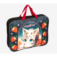 Папка для тетрадей , ИЗО, труда 35х27х7см Kawaii Cat с ручками, на молнии 8056580 deVente