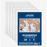 Фоамиран А4 5 листов 2мм HOBBY CREATIVE белый с блестками  deVente 10/100