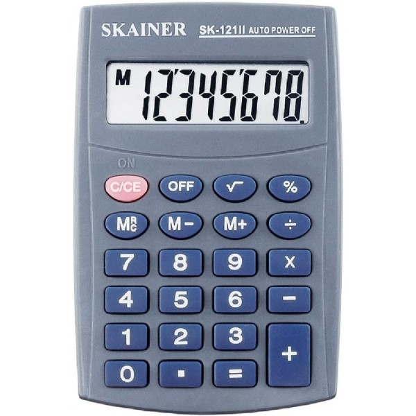 Калькулятор 8-разрядный 64x98,5x13мм синий, карманный SK-121II Skainer  030/2009