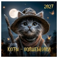 БиДжи/Календарь настенный перекидной на скрепке 2027. Коты волшебники 290 х 290мм/391065/ БиДжи/Календарь настенный перекидной на скрепке 2027. Коты волшебники 290 х 290мм/391065/
