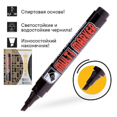 Маркер перманентный 5мм скошенный Multi Marker Chisel черный CPM-800CH Crown 12/720 207895