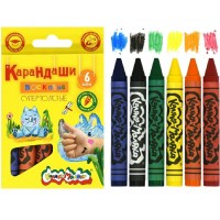 Карандаши восковые 6 цветов супертолстые d=14мм 2+ КВКМ06-т Каляка-Маляка 12/144 054989
