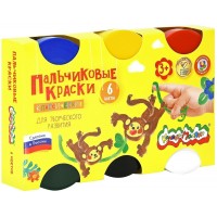 Краска пальчиковая 6 цветов 60мл 3+ ПККМ06 Каляка-Маляка