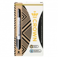 Маркер перманентный 1-2мм Multi Marker Twin черный, двусторонний, пулевидный P-800W Crown 12/1152 095143, 116674