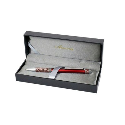 Ручка подарочная шариковая Marinella синяя 1мм метелический красный корпус, подарочная упаковка кожзам KR405B-02M Manzoni  057418