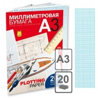 Бумага масштабная А3 20 листов папка линовка голубая ПМ/А3 Лилия  030013