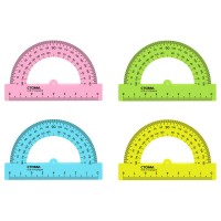 Транспортир пластиковый 8см 180гр флуоресцентный прозрачный ТР01 Стамм 20/800 006403