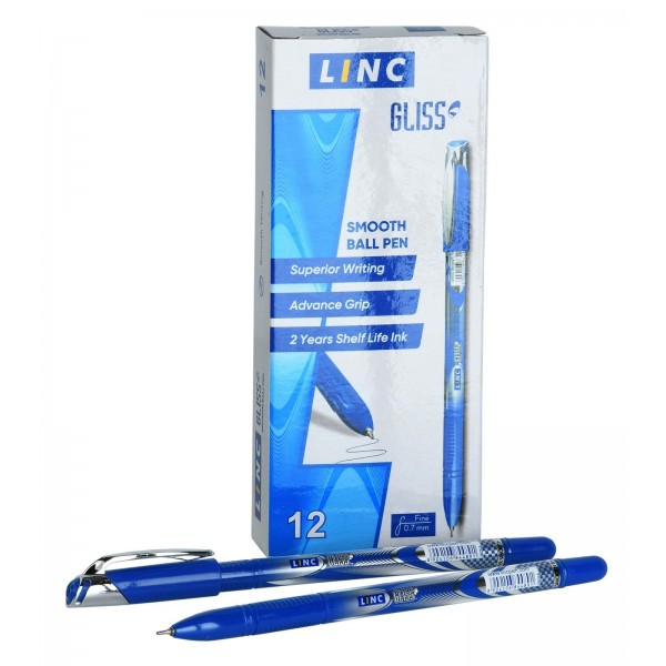 Ручка шариковая Gliss синяя 0,7мм 1210F/blue Linc 12/72/1728 66266