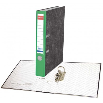 Папка регистратор 50мм А4 Original Pro мрамор зеленая, с карманом, мет.окант. 33008 ErichKrause