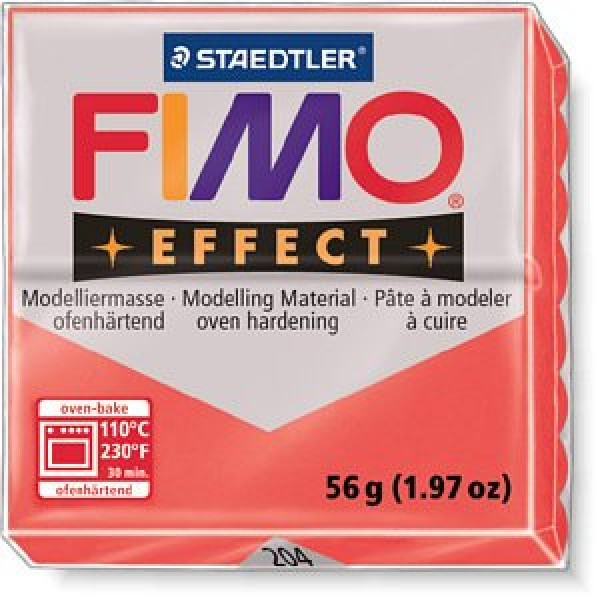 Пластика для запекания 57гр Fimo effect полупрозрачный красный 8020-204 Staedtler