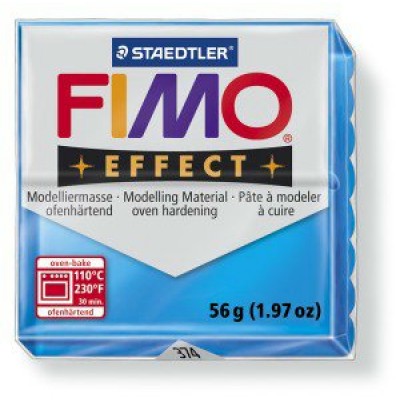 Пластика для запекания 56гр Fimo effect полупрозрачная синяя 8020-374 Staedtler