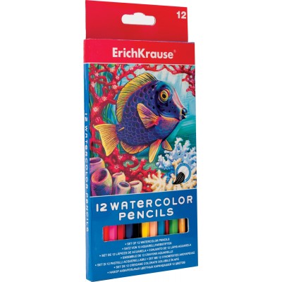 Карандаши цветные акварельные 12шт с кисточкой 32485 ErichKrause